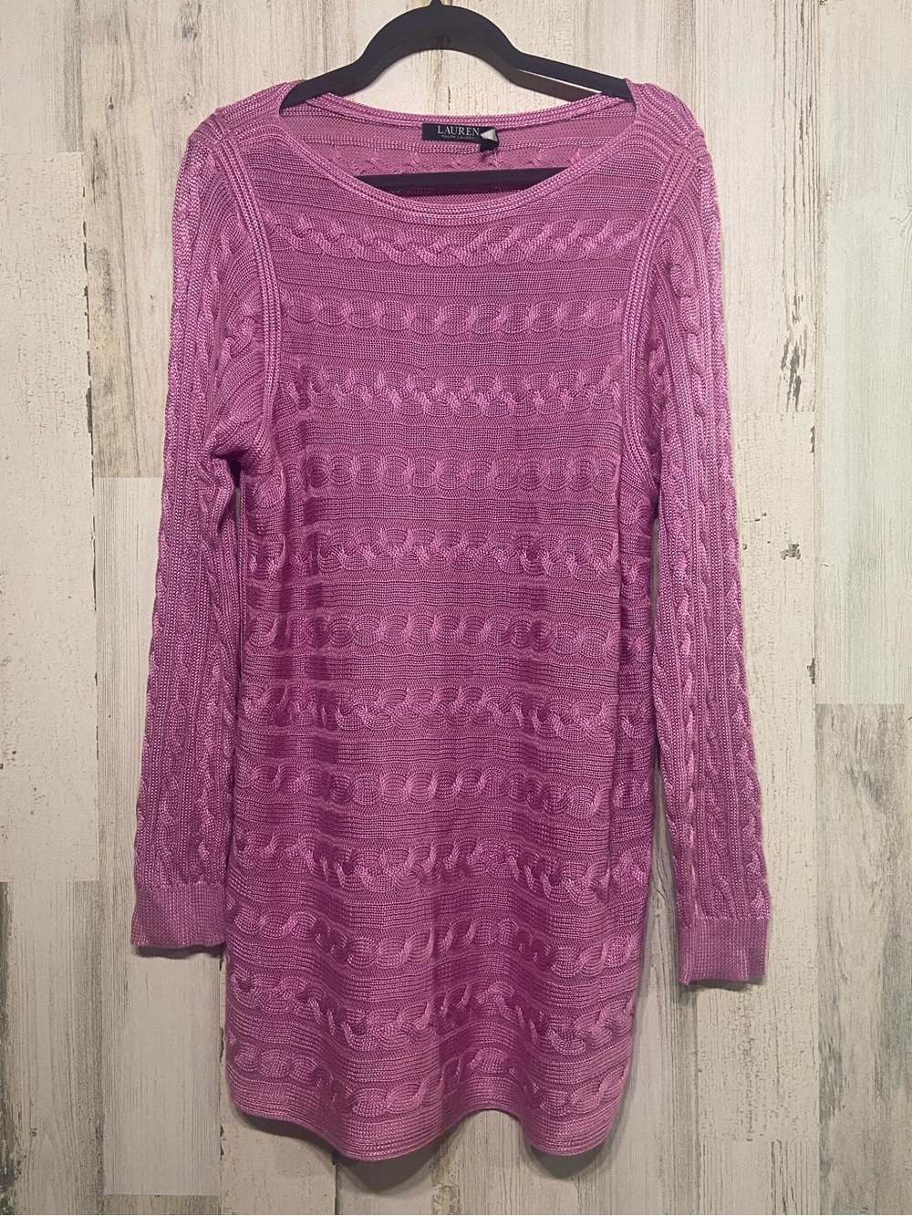 NWT Lauren Ralph Lauren Pink Cable-Knit Boatneck Sweater 1X